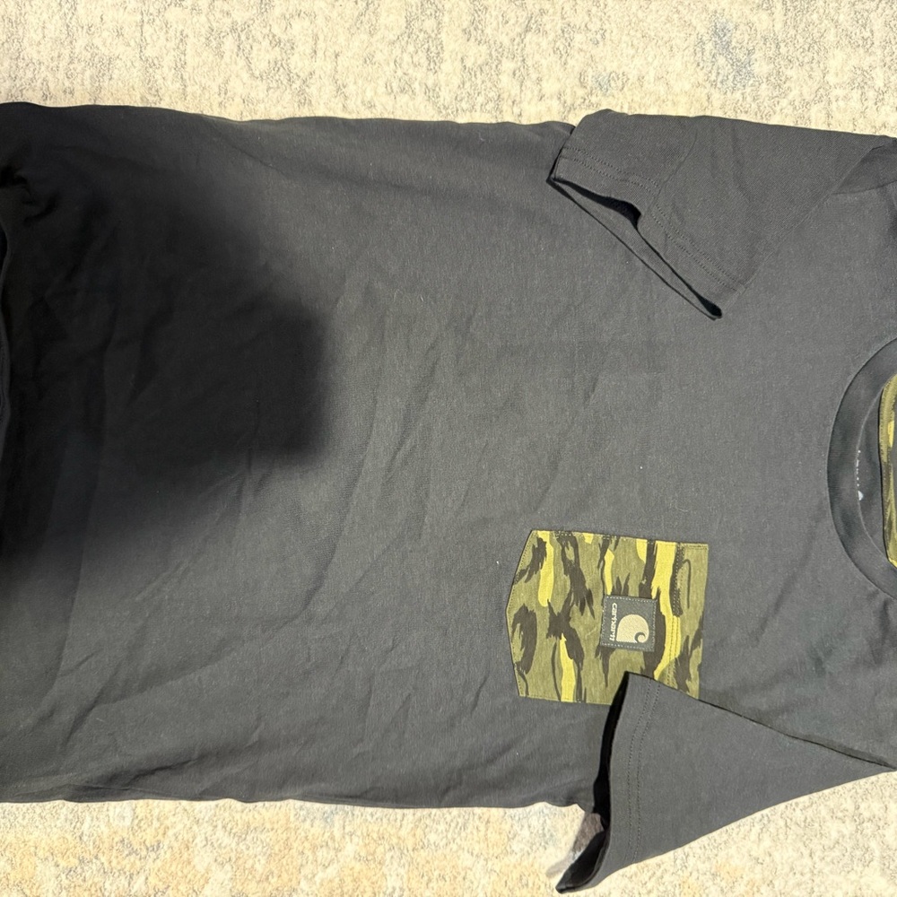 Carhartt Black Tee with Camouflage Pocket